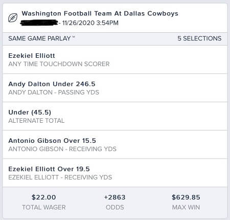 FanDuel Football Parlay