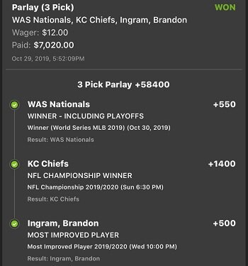 DraftKings Sportsbook parlay