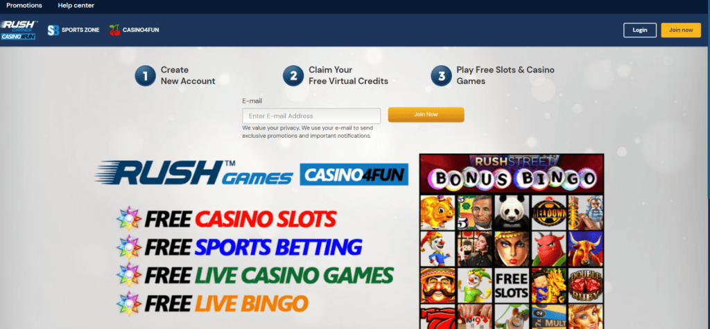 Rush Games Casino Homepage